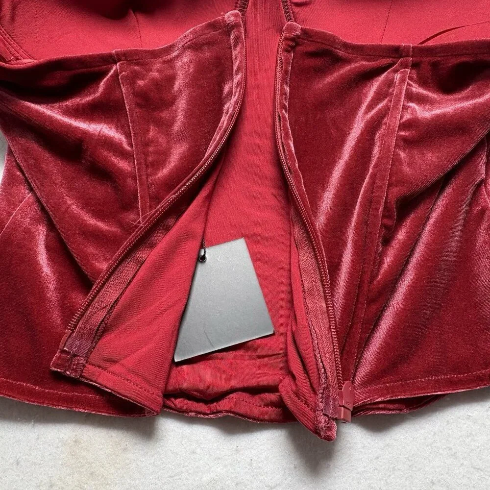 NWT‎ JLUXLABEL Women Velvet Corset Sz 3XL Red Sexy Glamour Party Edgy 68-17